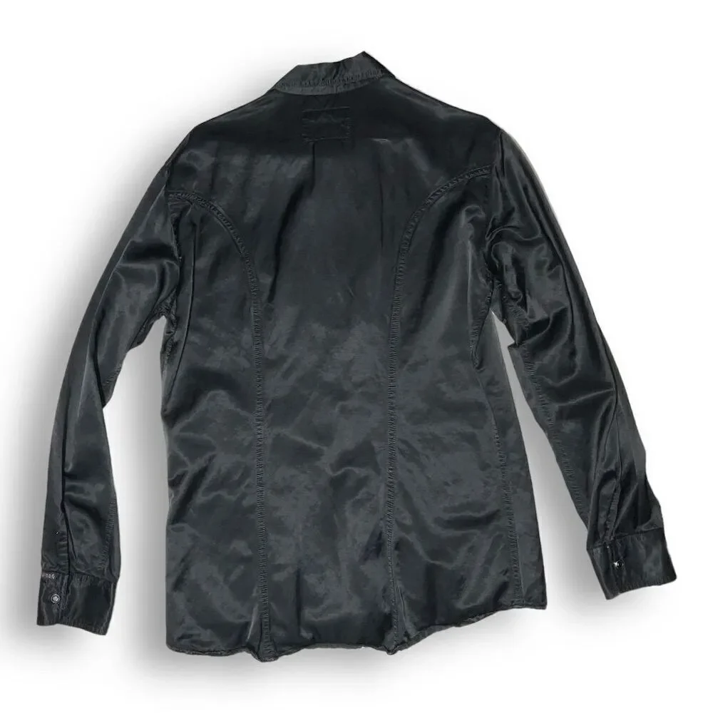 🖤 Diesel‎ Italy Satin Western Shirt | Size L | Black Luxe Rockstar Vibe